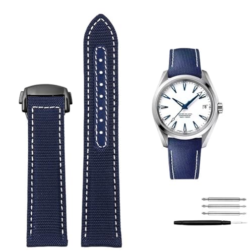 Bracelet en cuir et nylon pour Omega Seamaster 300 et Aqua Terra 19mm 20mm
