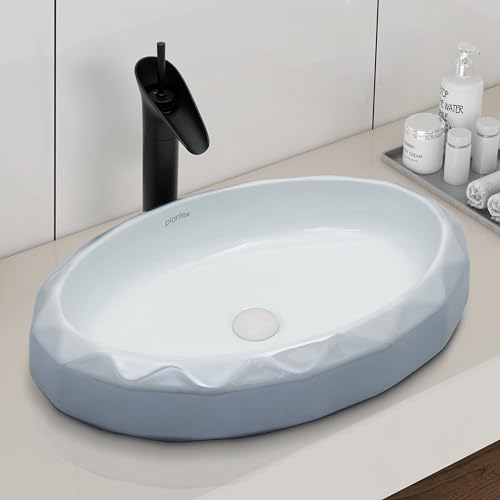 Image of Plantex Table Top Wash Basin For Bathroom /Designer Ceramic Basin /Countertop Vessel Sink Basin - Indo-European Collection (24x 16 x 5 Inch)