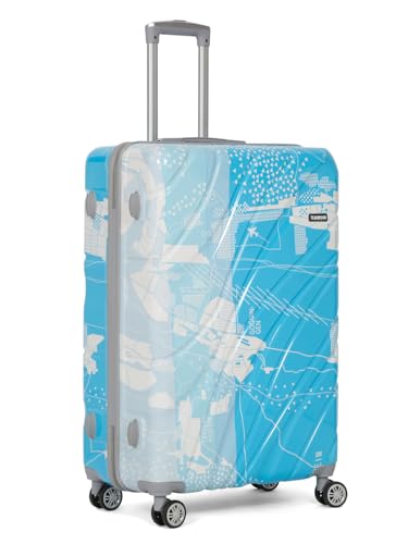 Image of Teakwood World Small 75 cm Check in Size Trolley Bag Polycarbonate 360 Degree 8 Wheels Luggage Bag with TSA Lock, Adjustable Handle Trolley Bags for Travel, Suitcase for Travel | Blue