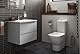 Ideal Standard TESI WC-Set zum Aufstellen, weiß, ohne Flansch, Aquablade, WC-Sitz mit Absenkautomatik, sparsames Spülen, 3/6 l, horizontaler Ausgang, Befestigungsset im Lieferumfang enthalten,