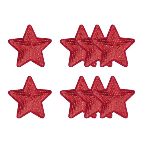 YELARXI Sequin Star Iron on Patches Embroidered Sew Sequin Glitter Patch Appliques, 2.8"x2.8" Fit for DIY Shoes Hats Backpacks Clothing Repair - (8 Pack, Red)