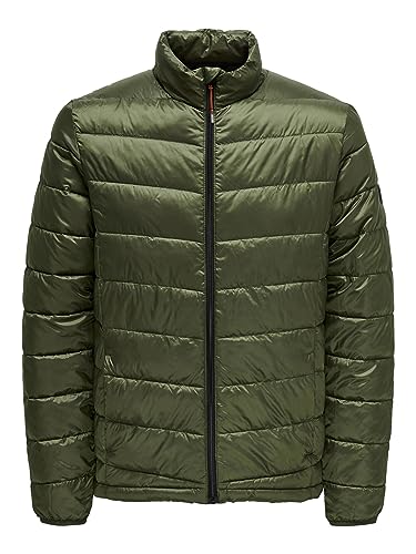 Only & Sons Chaqueta Acolchada Casual para Hombre Chaqueta Ligera de Entretiempo Acolchada de Forma Sutil Monocromática ONSCARVEN, Color:oliváceo, Talla de Chaqueta:L