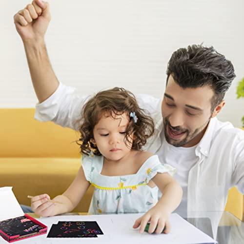 Havamoasa Rainbow Scratch Note Card Rainbow Scratch Cards Kid Mini Scratch Art Pad With 100Sheets Scratch Paper Diy Party Supply For Kid Gift With Mould #TOP4