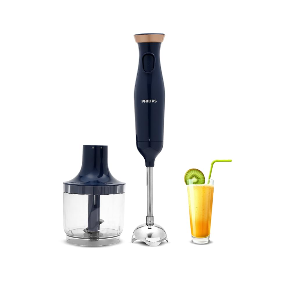 PHILIPS HL1683/00 Hand Blender | Powerful 300W Motor | with Rust free steel arm | Easy single trigger operation | Specially designed blades | Wall bracket for easy storage, 2year warranty Blue & White