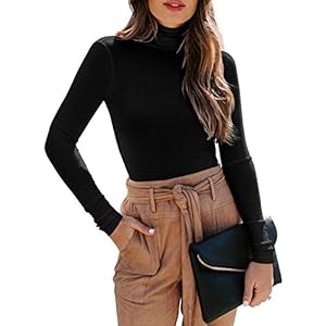 REORIA-Womens-Long-Sleeve-Ribbed-Turtleneck-Leotard-Stretchy-Bodysuit-Tops-Jumpsuits Women's Long Sleeve Ribbed Turtleneck Leotard Stretchy Bodysuit Basic Tops Jumpsuits Black Small