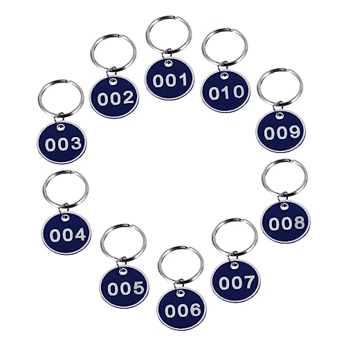 Parliky アルミニウム合金製ナンバータグ キーホルダーラベル 1〜10番号付き 荷物idタグ 10個セット 室内外ロッカースパ番号管理用