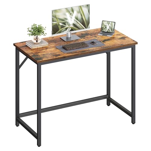 VASAGLE Bureau d'Ordinateur, Table, 50 x 100 x 76 cm, pour Bureau, Chambre, Salon, Cadre en Métal, Marron Rustique et Noir d'Encre LWD41XV1