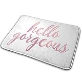 Hello Gorgeous in Pink Watercolor Carpet Bathroom Shower Bathroom Rugs Soft Bath Rugs Non Slip, Wash