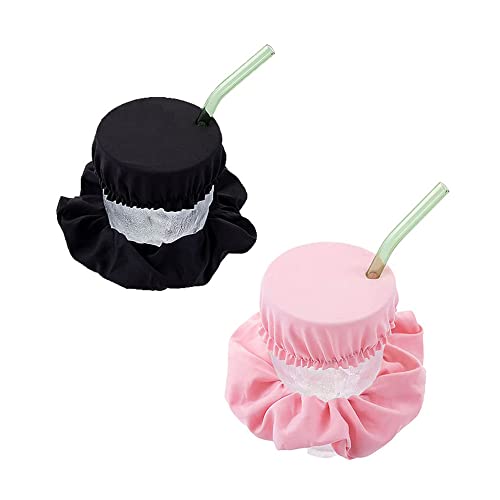EIMZU Chouchou avec Housse pour Boisson, Chouchou avec housse réutilisable pour boisson , 2 pièces Protection Verre Anti Drogue Cover