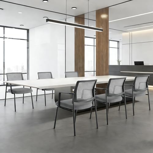 Simple Deluxe Guest Waiting Room Office Arm Chairs, Mesh Back & Ergonomic Support, Stacking Padded Fabric Seat, No Wheel for Reception Meeting Conference Rest, Grey by Simple Deluxe - Image 6