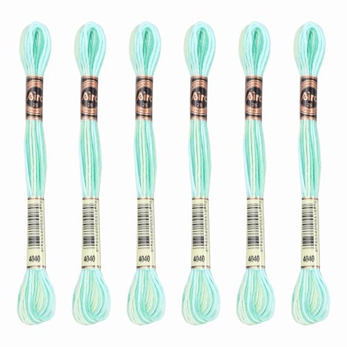 Image of PATIKIL 6 Skeins Embroidery Floss, Polyester Embroidery Threads Bracelets String for Cross-Stitch Hand Embroidery, Green White