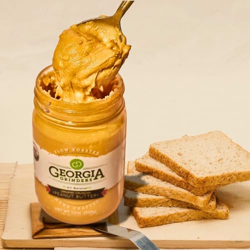Image of Georgia Grinders Organic Crunchy Gourmet Peanut Butter Spread, Non-GMO, Gluten Free, No Palm Oil, No Added Sugar, Vegan Friendly, 12 Ounce (1 Pack)