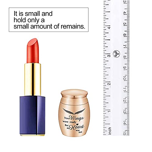 Small Keepsake Urns for Human Ashes 1.57 Inch Mini Cremation Urns for Ashes Stainless Steel Memorial Ashes Holder-Your Wings were Ready, But My Heart was Not