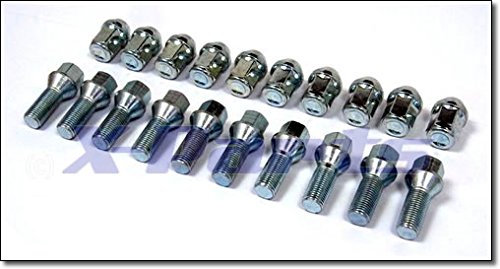 X-Parts Verlängerte Radschrauben Alufelgen VW Bus T2 / T3, Edelstahl, Sechskant, Silber, 20 Stück