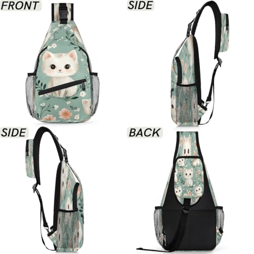 Bolsa bandolera unisex con gato para senderismo y viaje miniatura 6