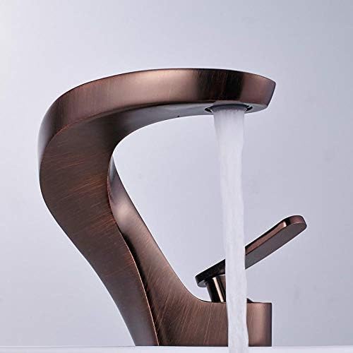 Robinet de lavabo salle de bain mitigeur eau chaude froide bronze huilé rétro