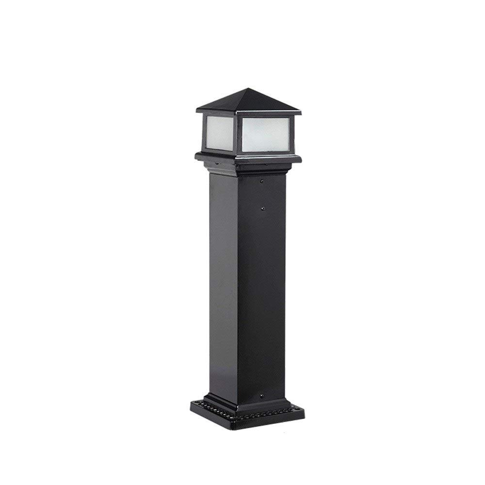 QUSYZD Lamp Post Lights Outdoor, Vintage Outdoor Lawn High Pole Column Lamp Exterior Villa Garden Street Aluminum Waterproof Ip54 Bollard Pillar Light Open Air Courtyard Aisle,Black-60cm