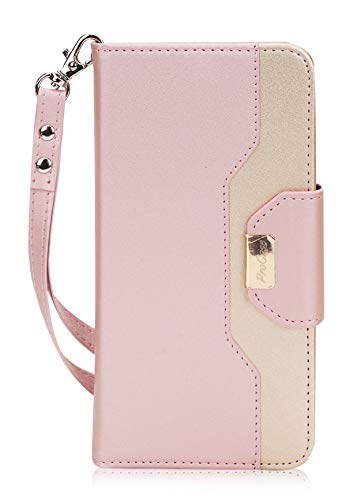 ProCase LG G7 Wallet Flip Case, Folio Folding Case with Credit Card Holders Wristlet Kickstand Phone Cover Case for LG G7 ThinQ 2018 -Pink