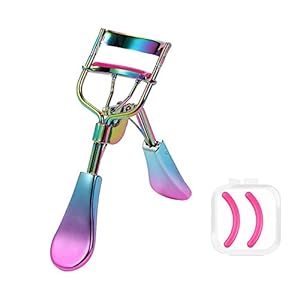 Eyelash Curler with 2 Advanced Silicone Refill Pads & Fits All Eye Shapes – Start a Beautiful Story Now! (Multi-Colored)