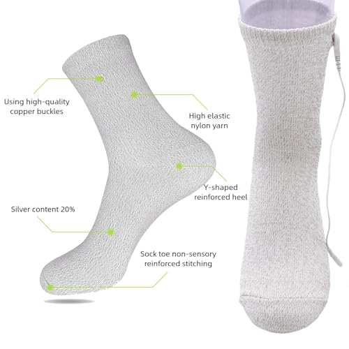 Image of Grounding Socks, Conductive Silver Fiber Socks,Release Static Electricity,1 Pair(Includes 2 Grounding Wire)