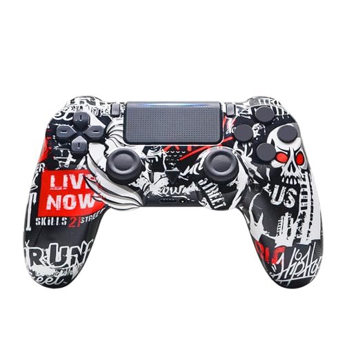 LCDNTEM Controller for PS4 Gamepad Compatible with PS4/Pro/Slim/PC, Double Shock/Touchpad/Stereo Headphone Jack/Six-axis Motion Control, SKULL Giraffiti