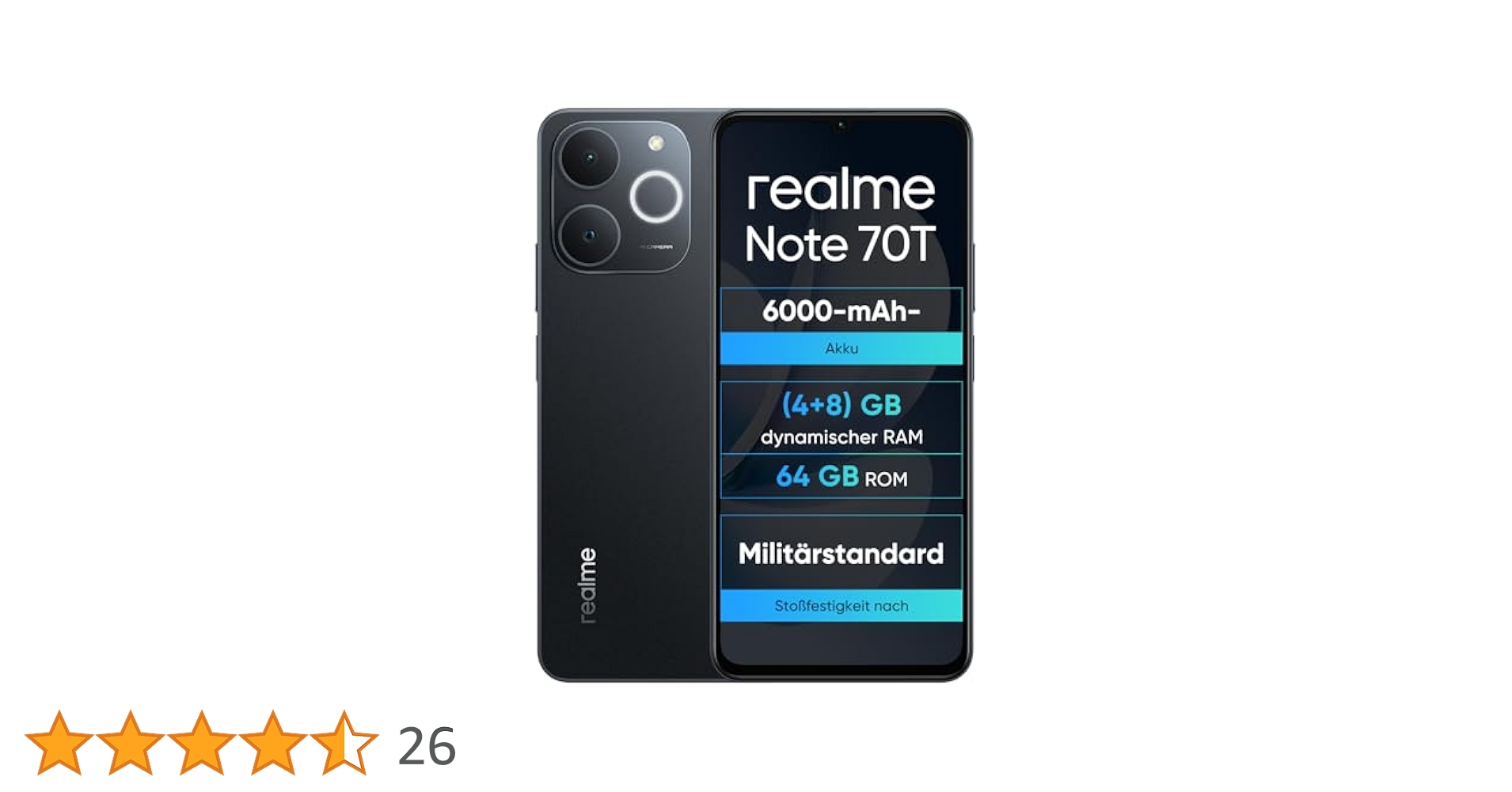 realme Note 70T 4 + 64 GB Smartphone, Display Eye Comfort 6