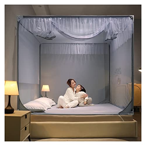 Rideau de lit et baldaquin gris pour créer un cocon intime sur un lit 1,2m