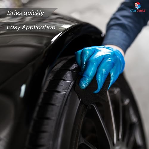 Image of CAR SAAZ Tyre Shiner 100ml | Car & Bike Tire Polish for Instant Shine | Prevents Fading and Cracking of Tyres | Shine & Protects | Non-Greasy, Long Lasting, Deep Gloss | Tyre Dresser Polish (100ml)