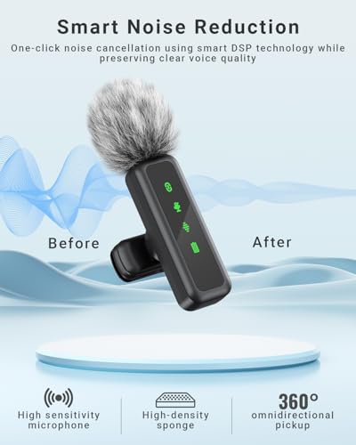 Jubolion Lot de 2 microphones cravate sans fil pour iPhone, iPad, Android, avec écran LED et réduction du bruit, micro à clipser Plug and Play pour enregistrement vidéo, TikTok, YouTube, Podcast – vue 5