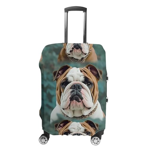 Funny English Bulldog Luggage Cover, Washable Elastic Suitcase Cover Protector Fit 18-32 Inch Luggage