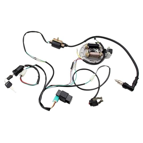 Image of PRO BAT Lifan Complete Kick Starter Engine Wiring Harness Loom with A7TJC Spark Plug Coil Magneto for 70cc 110cc 125cc 140cc 150cc Pit Dirt Trail Pro Bike X50 CRF50 Yellow