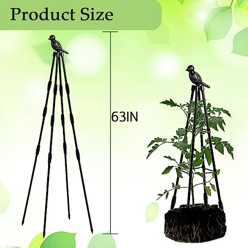 1Pcs Garden Trellis For Climbing Plants Outdoor, 63" Rustproof Pe Metal Tube With Plastic Coated Tower Tomato Cage,Plant Support Structures For Climbing Plants,Plant Tower For Climbing Vines,Flowers #TOP2