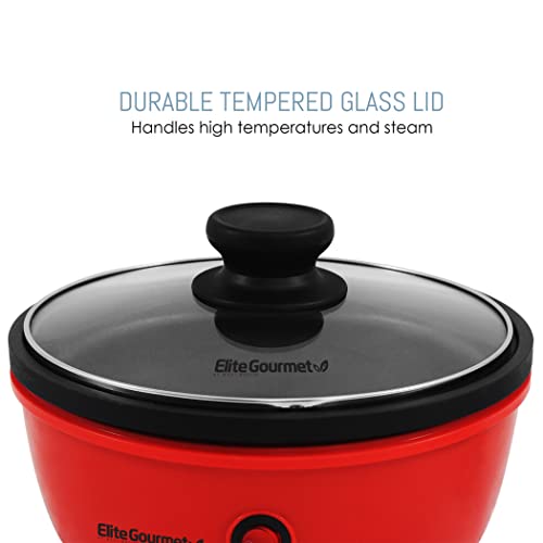 Elite Gourmet EGL-6101 Personal Sartén eléctrica antiadherente para salteados con tapa de cristal templado, calentamiento rápido, 650 vatios, rojo - imagen 5