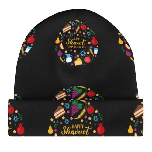 Happy Shavuot Kids Beanie Hat for for Girls Boys Children Cap Winter Knitted Chemo Cancer Headwear Accessories Gifts Decoration Black4