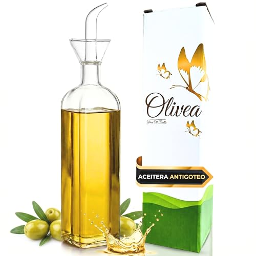 GP Group OLIVEA Aceitera Cristal Antigoteo 500ml – Botella Vidrio Borosilicato Premium con Dosificador – Dispensador de Aceite para Cocina y Mesa – Ideal para AOVE, Vinagre y Salsas