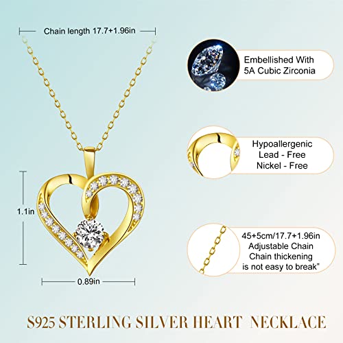 Naixio Heart Necklaces For Women 925 Sterling Silver Pendant Necklace With 5A Cubic Zirconia Anniversary Birthday Valentine's Day Jewelry Gifts For Wife Girls Girlfriend Mother (White Gold) #TOP3