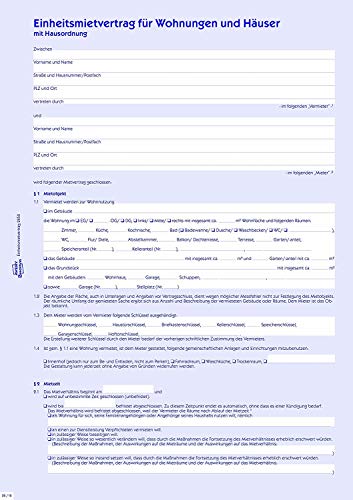 AVERY Zweckform 2850 Mietvertrag (für Wohnungen und Häuser, A4, 6-seitig, Bogenformat) 10 Stück blau