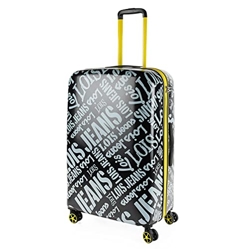 Lois - Maletas Grandes De Viaje Rígidas Ligeras con 4 Doble Rueda 360° Candado de Combinacion TSA Maleta Grande 23 Kilos Alta Resistencia, Negro-Gris