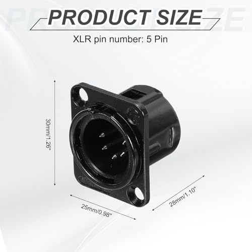 MECCANIXITY 4pcs Conector XLR Macho 5 pines negro miniatura 2