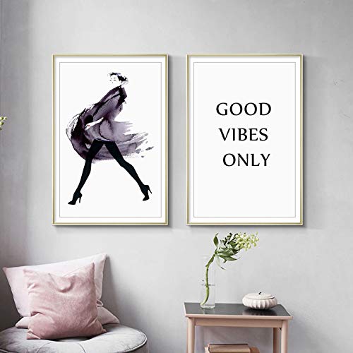 Peinture imprimer pour habiller un mur vide grand format 50x70cm lot de 2 toiles