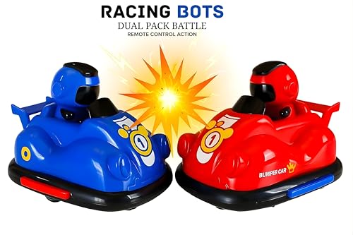 Image of Remote Control Bumper Car Toy for Kids | Multiplayer Racing Cars Set with Light & 360Rotation | 2 RC Ejecting Bumper Cars Set of 2 Players Interactive Toys for Boys & Girls