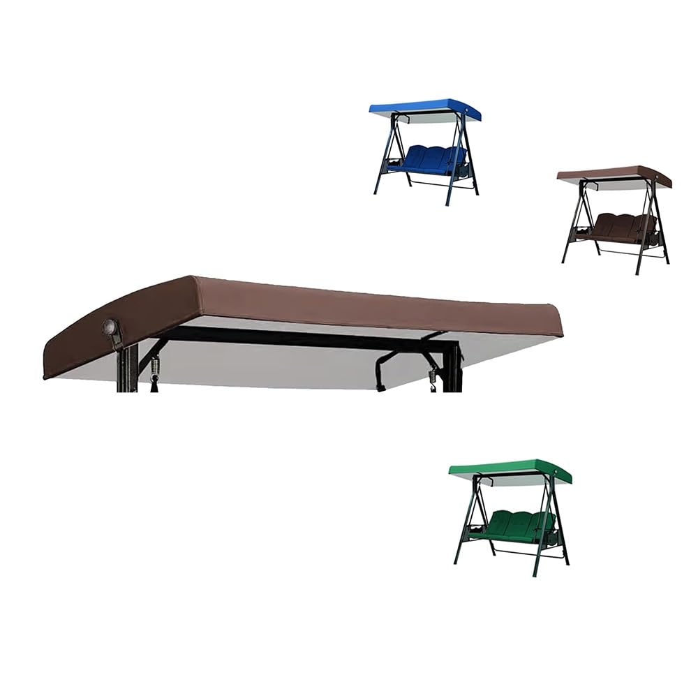 BEWEGNLNHK Patio Swing Replacement Canopy Top Cover 2 3 Seater Swing Canopy Replacement Waterproof Sun Shade Porch Swing Canopy Replacement Top Cover(Brown)