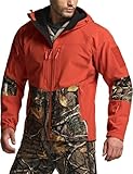 CQR Men's Tactical Softshell Jacket, Winter Warm Fleece Lined Coat, Water Resistant Outdoor Hunting Hiking Rain Windbreaker, Operator Orange & Hunting Camo, XX-Large
