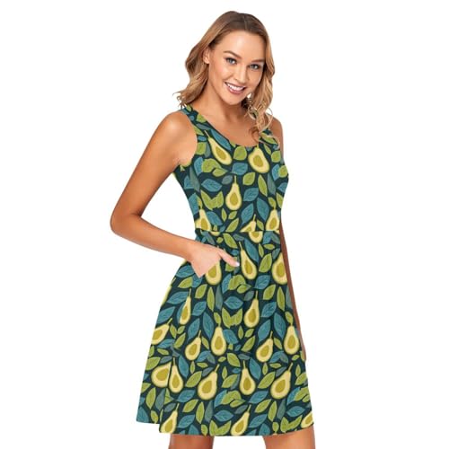 Image of ALAZA Women's Summer Dress Sun Dress Sleeveless with Pockets
