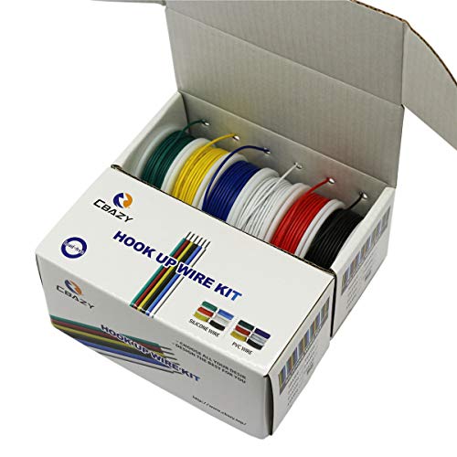 CBAZY Hook up Wire Kit (Stranded Wire Kit) 24 Gauge 6 Colors 32.8 feet Each Electrical Wire 24 AWG PVC Wire