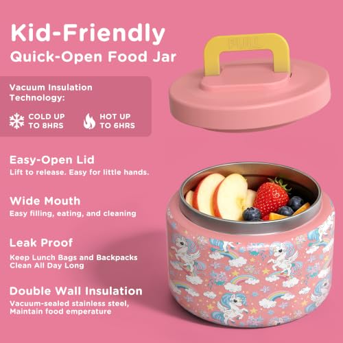 Image of JXXM Bento Lunch Box for Kids With 8oz Soup Thermo,Leak-proof Lunch Containers with 5 Compartment,Thermos Food Jar and Lunch Bag, Food Containers for School (A-Pink(Fantasy Unicorn))