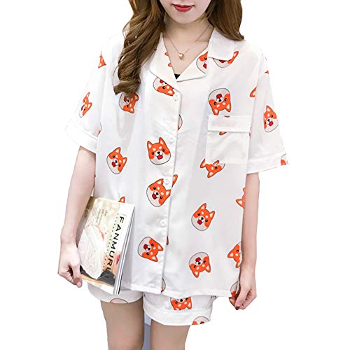 GFEIW KPOP Home for BTS Bangtan Boys Ropa de Dormir BT21 Cartoon v Suga Same Harajuku Pijamas Camisa de Manga Larga camisón de Las Mujeres,White,M