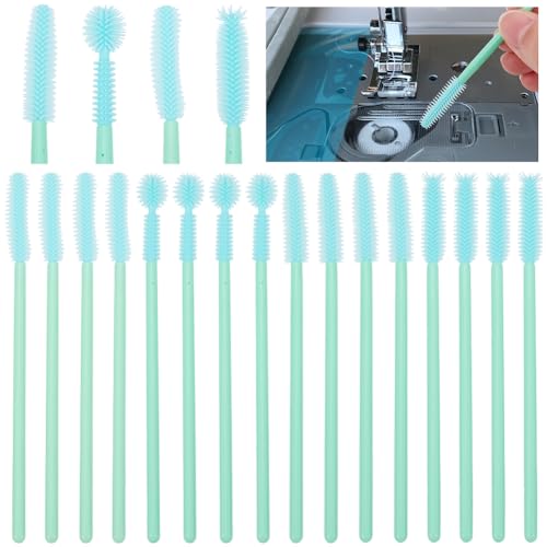 Image of GORGECRAFT 32Pcs 4 Styles Sewing Machine Cleaning Brushes Bulk Green Synthetic Rubber Soft Every Cranny Reusable Dense Bristles Cleaner Brush for Sewing Machines Internal Corner Spool Area
