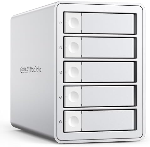 ORICO 5BIG Externe Festplattengehäuse für 2,5/3,5 Zoll SATA HDD/SSD bis zu 5X 22TB , USB3.1 Type-C Festplatten Dockingstation, Unterstützt Daisy-Chain (9958C3)