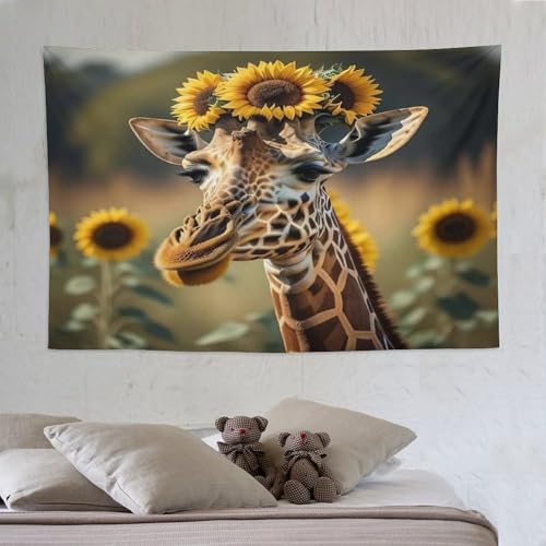 Tenture girafe cache misere pour grand mur de chambre et dortoir